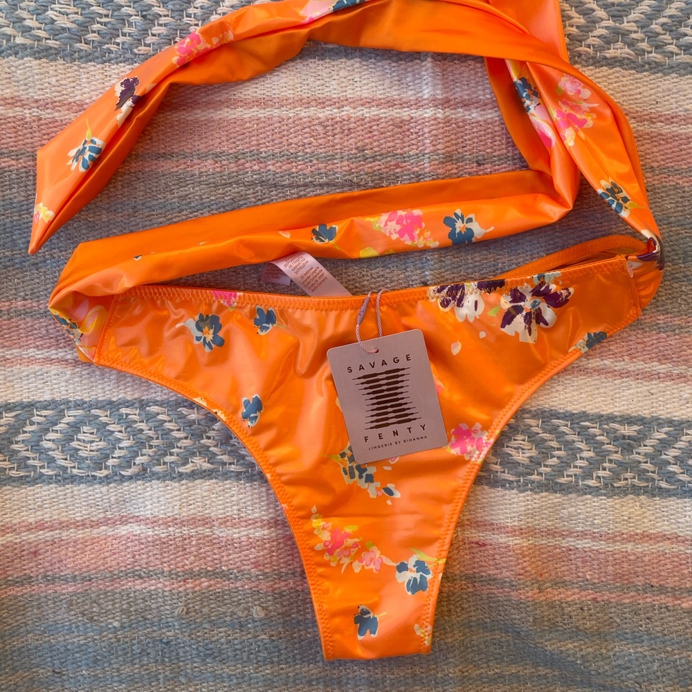 Savage x Fenty orange floral bikini